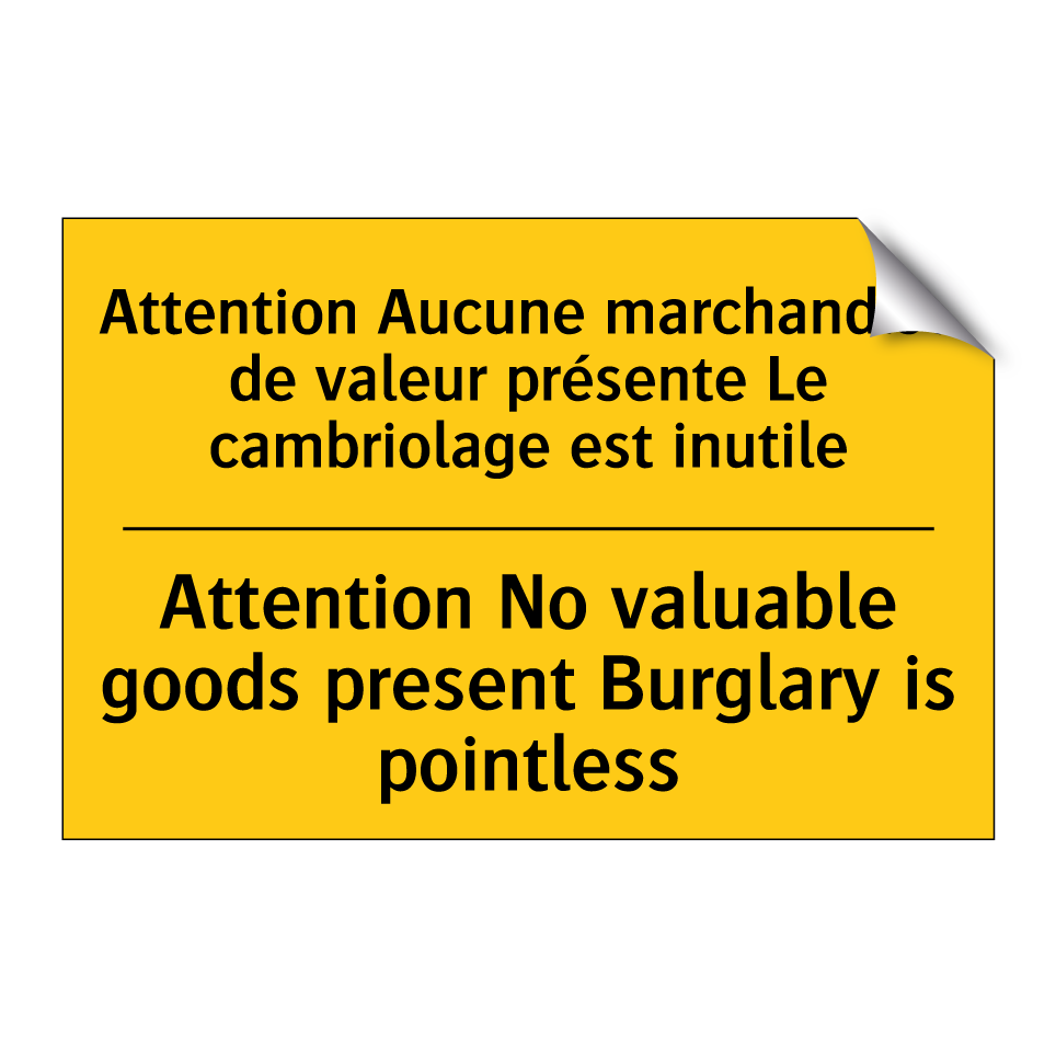 Attention Aucune marchandise de /.../ - Attention No valuable goods present /.../