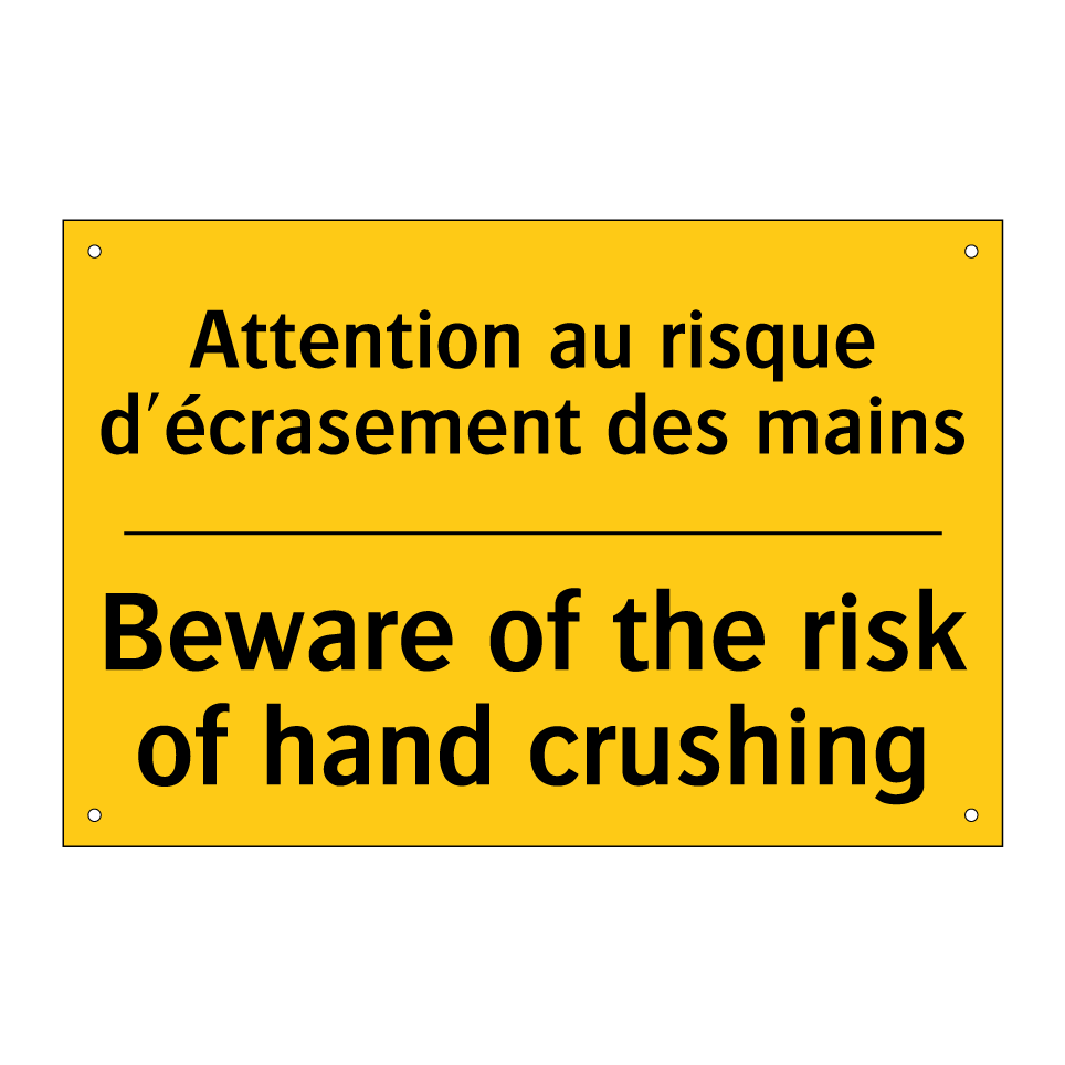Attention au risque d'écrasement /.../ - Beware of the risk of hand crushing /.../