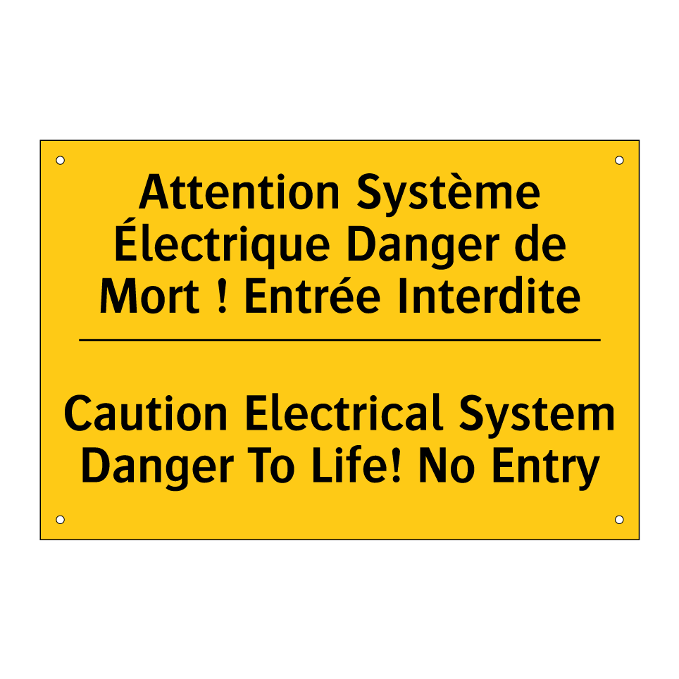 Attention Système Électrique Danger /.../ - Caution Electrical System Danger /.../
