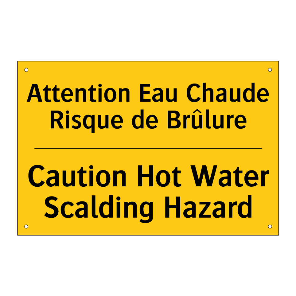 Attention Eau Chaude Risque de /.../ - Caution Hot Water Scalding Hazard /.../