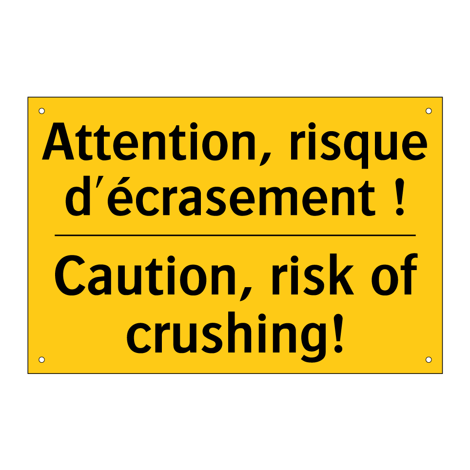 Attention, risque d'écrasement /.../ - Caution, risk of crushing!