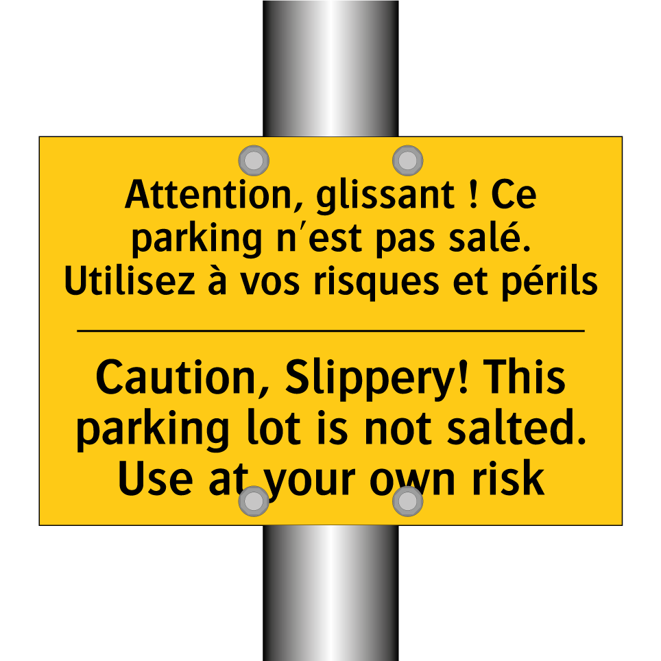 Attention, glissant ! Ce parking /.../ - Caution, Slippery! This parking /.../