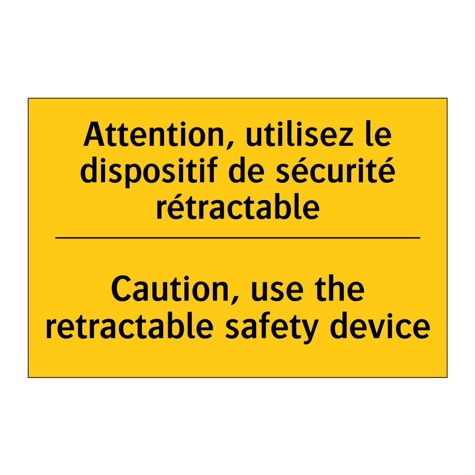 Attention, utilisez le dispositif /.../ - Caution, use the retractable safety /.../