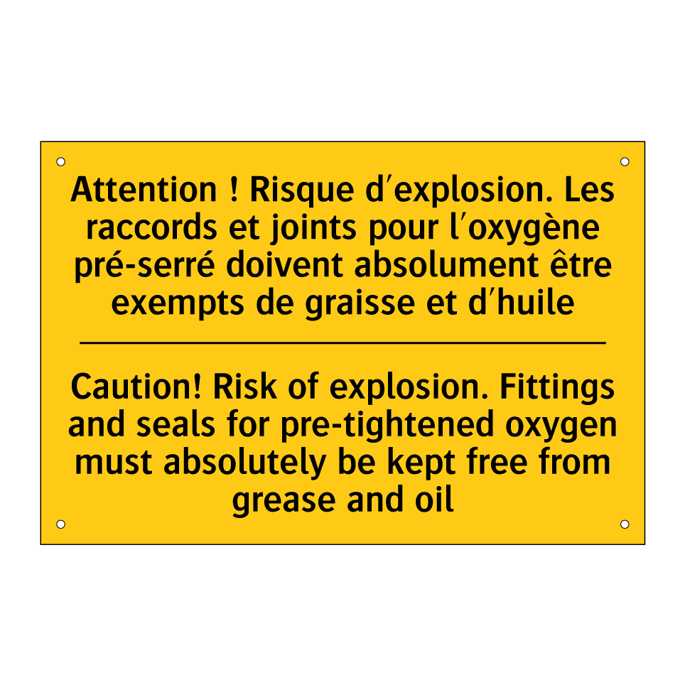 Attention ! Risque d'explosion. /.../ - Caution! Risk of explosion. Fittings /.../