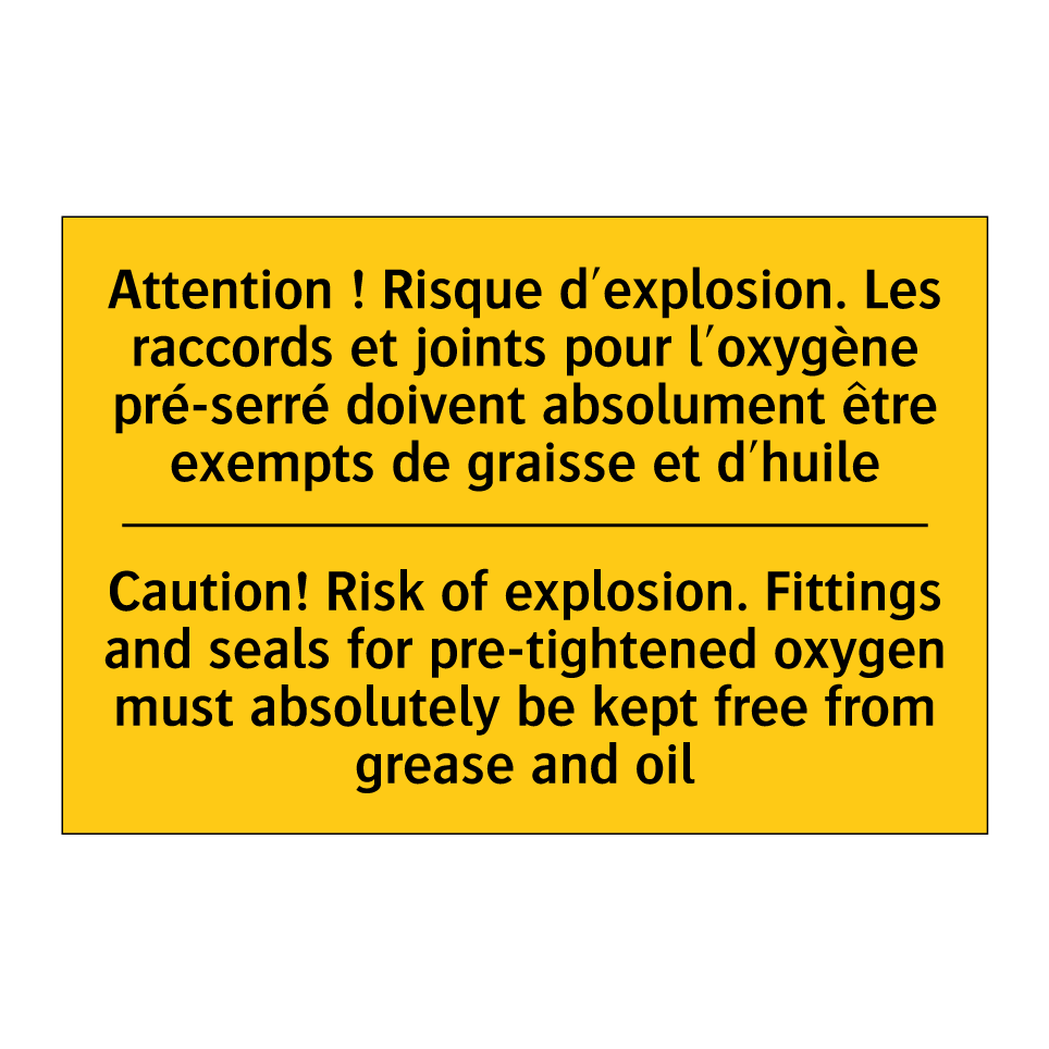 Attention ! Risque d'explosion. /.../ - Caution! Risk of explosion. Fittings /.../