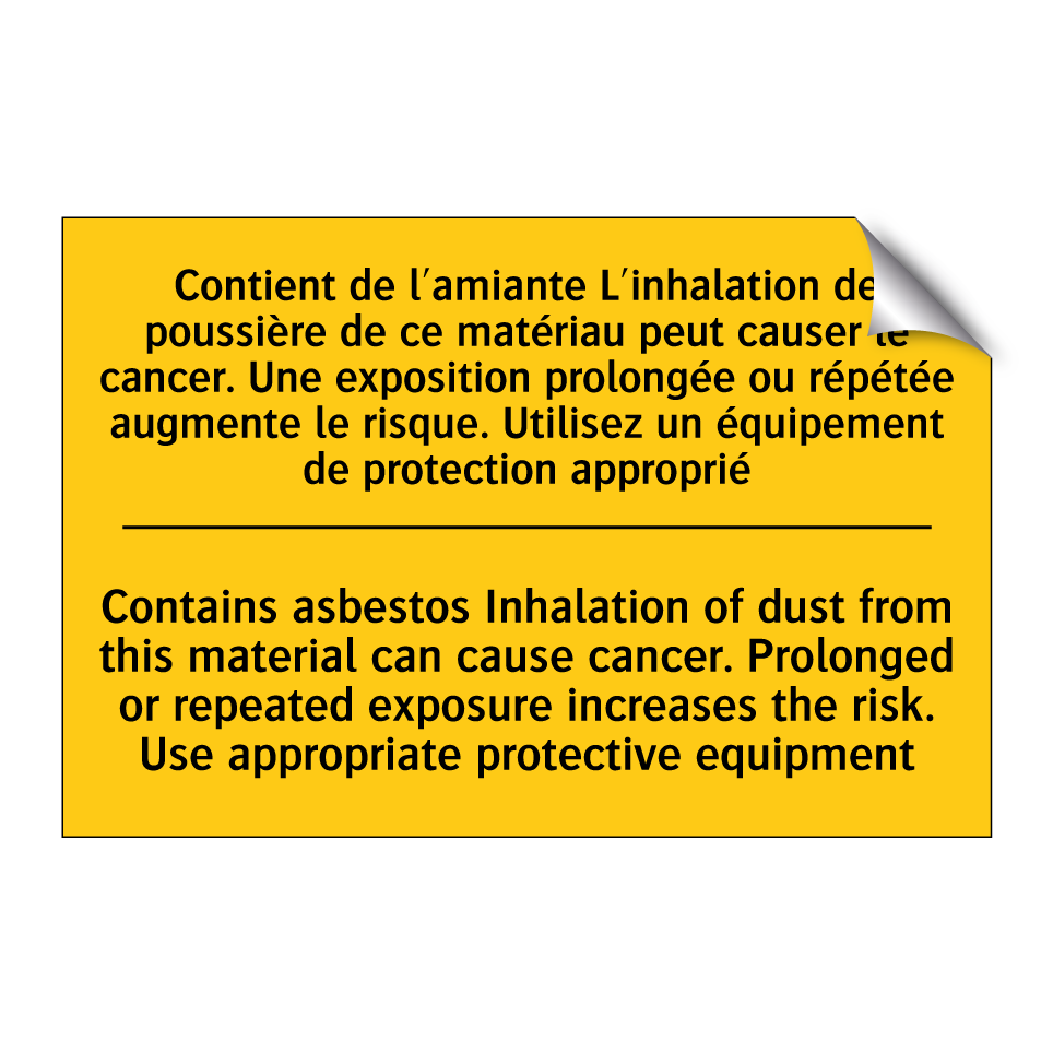 Contient de l'amiante L'inhalation /.../ - Contains asbestos Inhalation of /.../