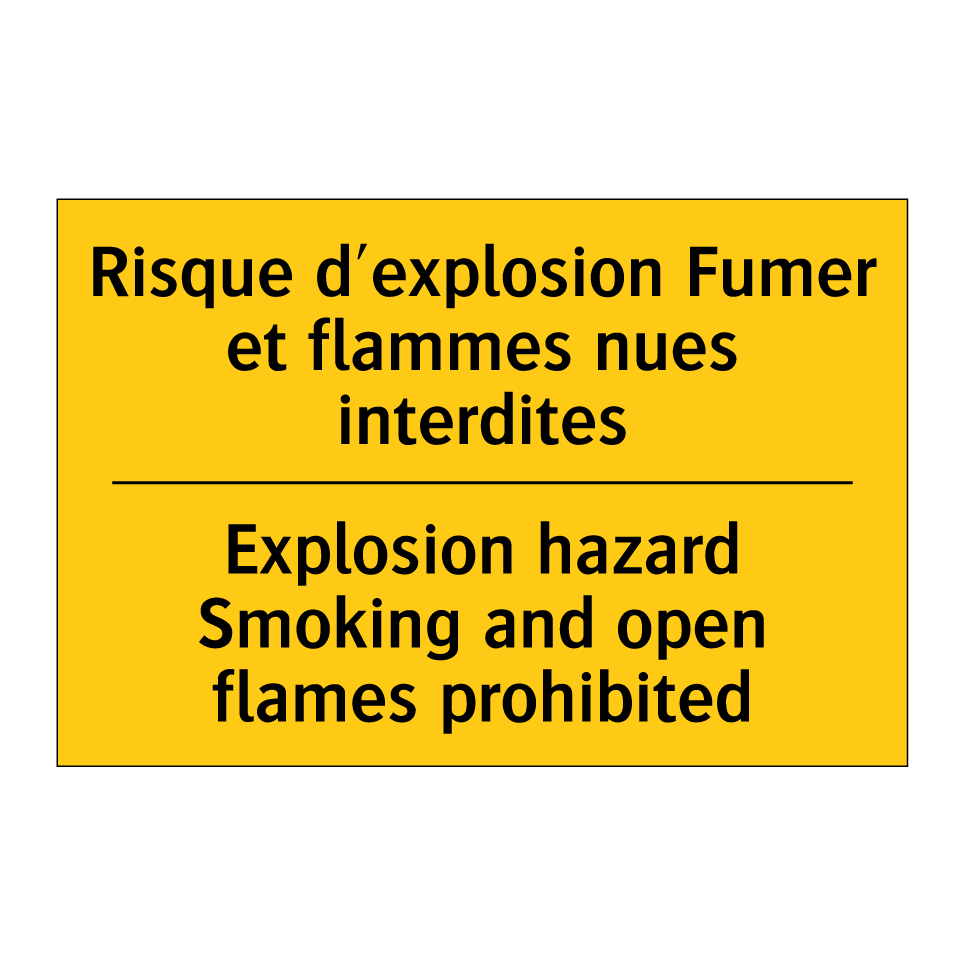 Risque d'explosion Fumer et flammes /.../ - Explosion hazard Smoking and open /.../