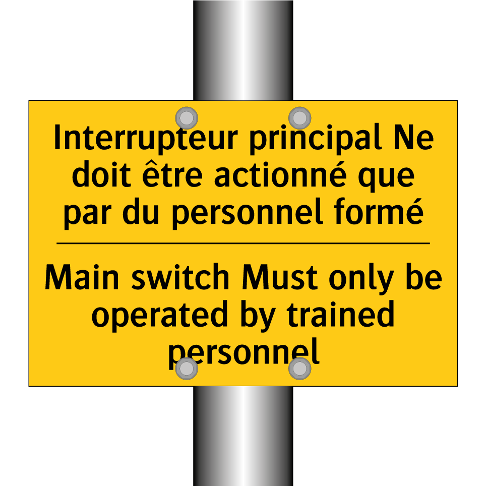 Interrupteur principal Ne doit /.../ - Main switch Must only be operated /.../