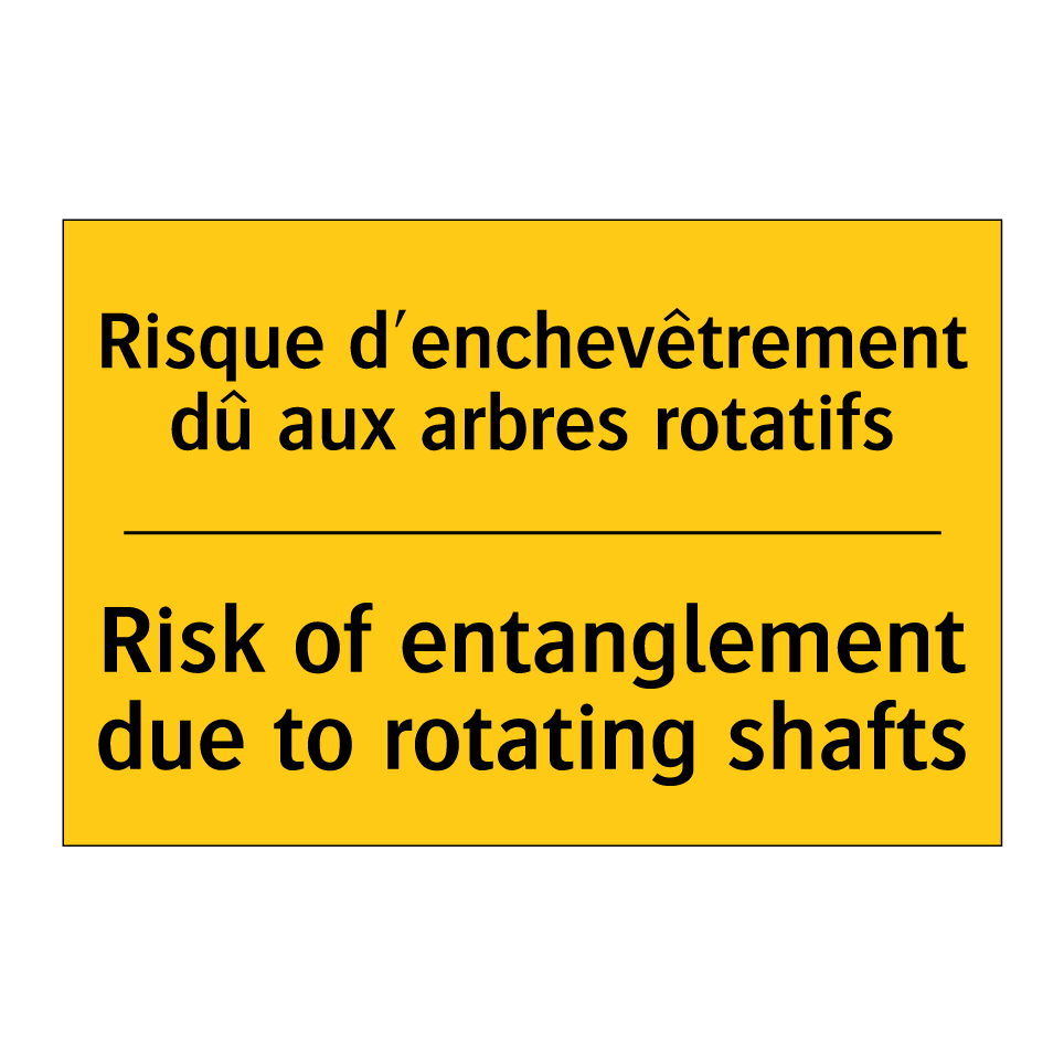 Risque d'enchevêtrement dû aux /.../ - Risk of entanglement due to rotating /.../