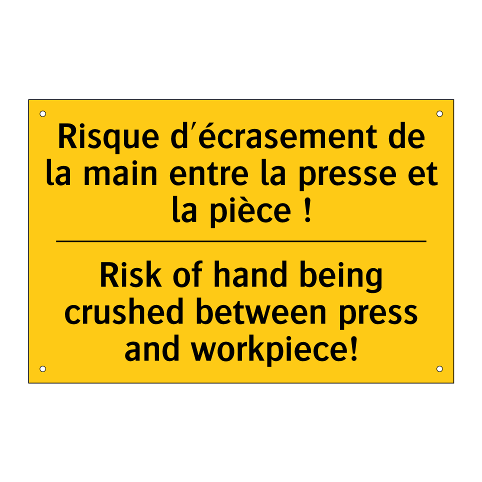 Risque d'écrasement de la main /.../ - Risk of hand being crushed between /.../