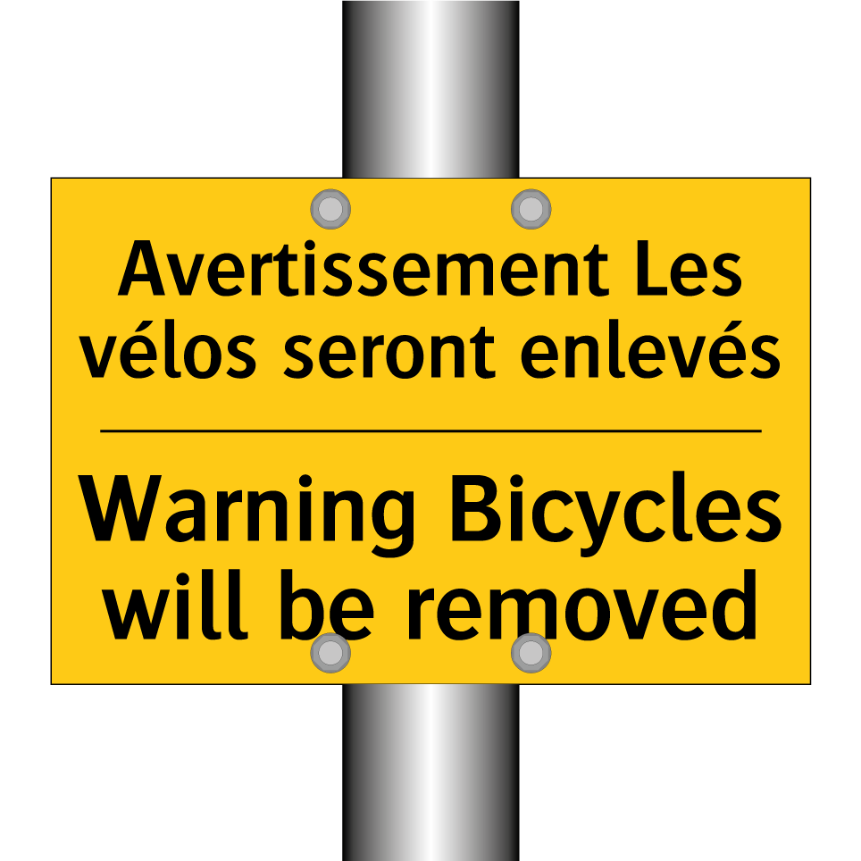 Avertissement Les vélos seront /.../ - Warning Bicycles will be removed /.../