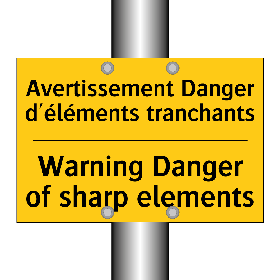 Avertissement Danger d'éléments /.../ - Warning Danger of sharp elements /.../