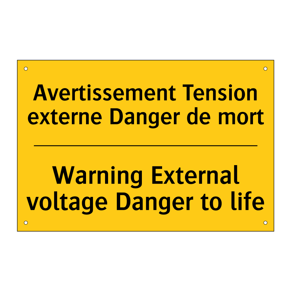 Avertissement Tension externe /.../ - Warning External voltage Danger /.../
