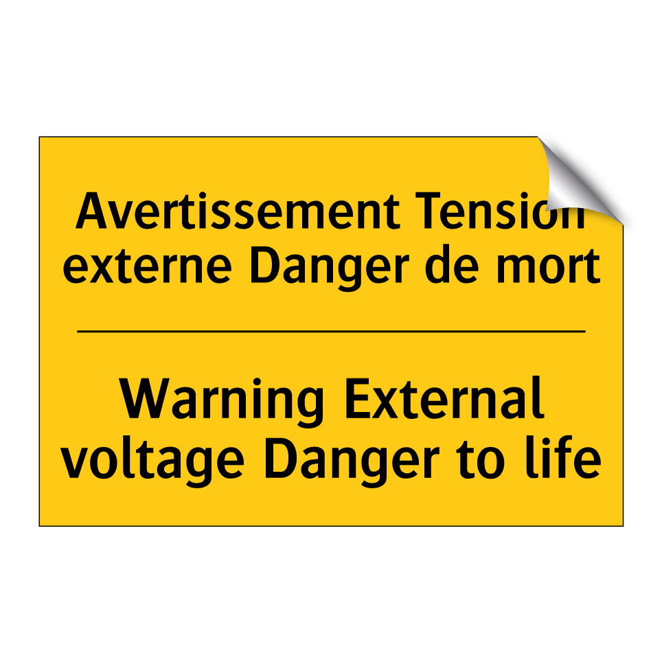 Avertissement Tension externe /.../ - Warning External voltage Danger /.../