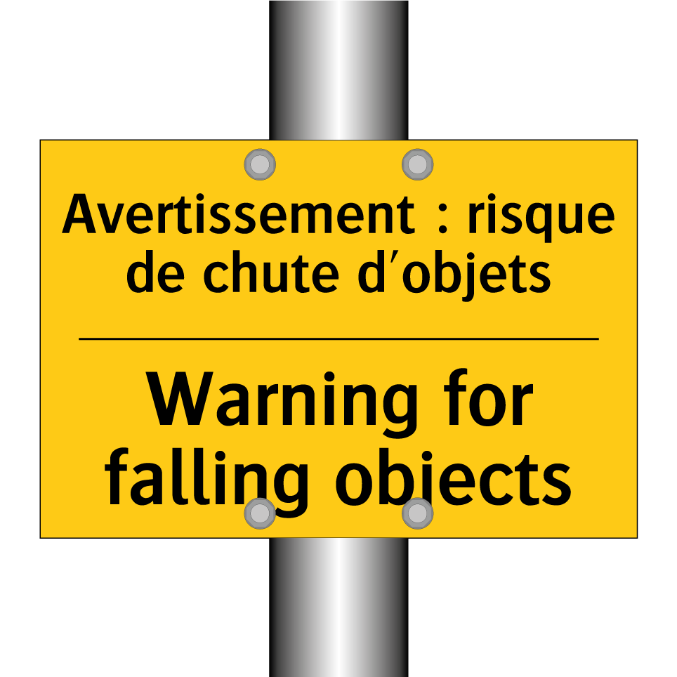 Avertissement : risque de chute /.../ - Warning for falling objects