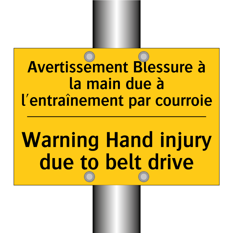 Avertissement Blessure à la main /.../ - Warning Hand injury due to belt /.../