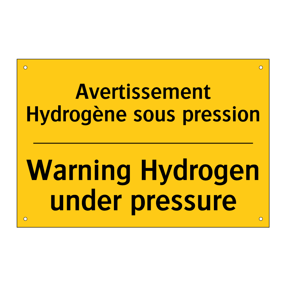 Avertissement Hydrogène sous pression /.../ - Warning Hydrogen under pressure /.../