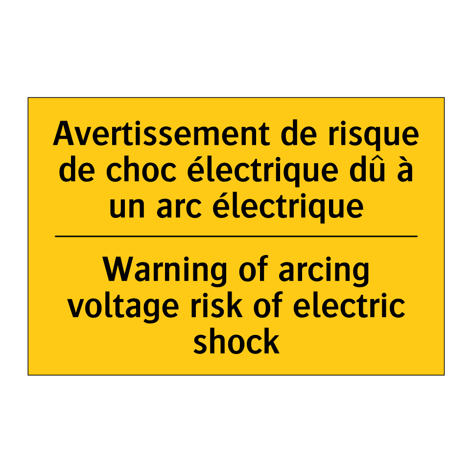 Avertissement de risque de choc /.../ - Warning of arcing voltage risk /.../