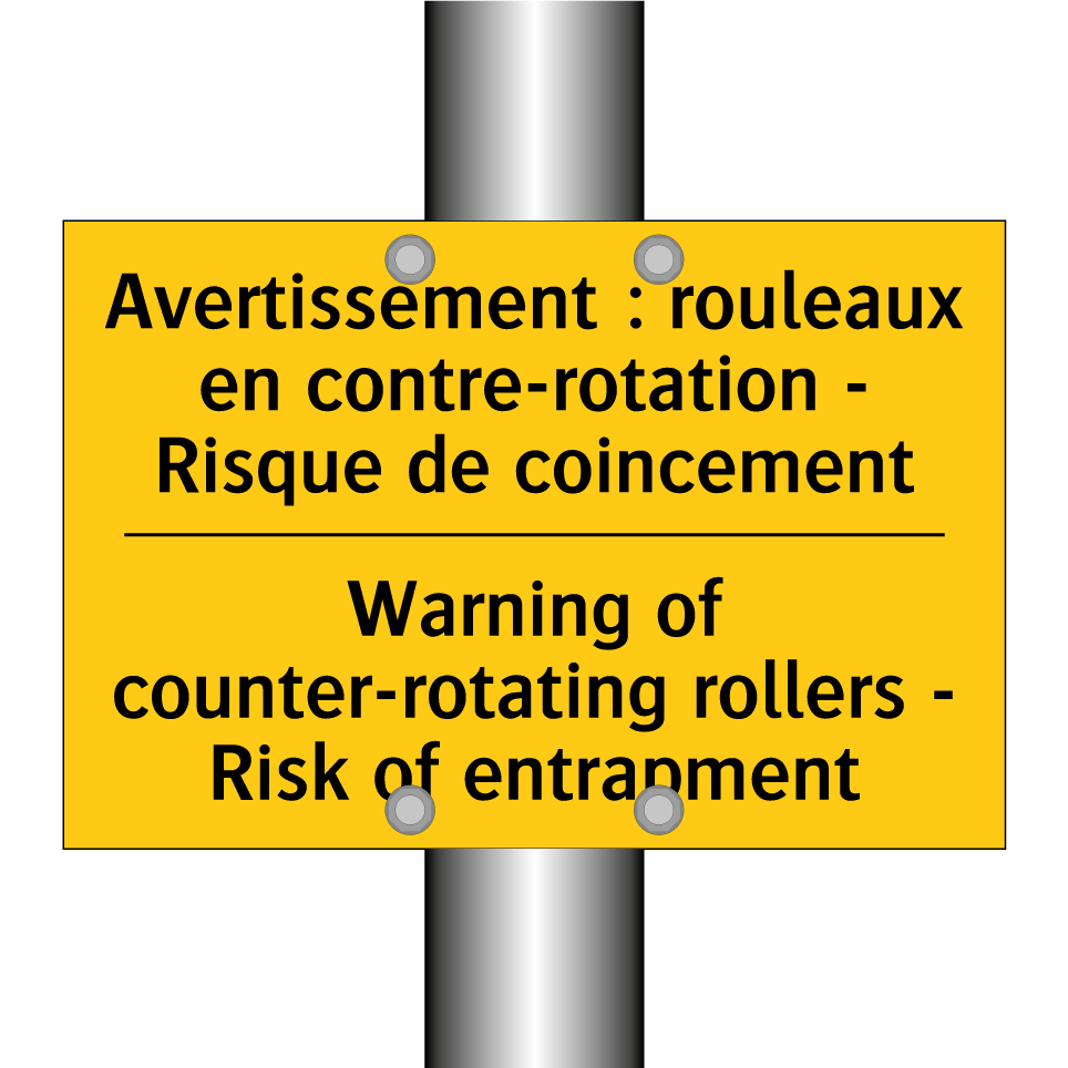Avertissement : rouleaux en contre-rotation /.../ - Warning of counter-rotating rollers /.../