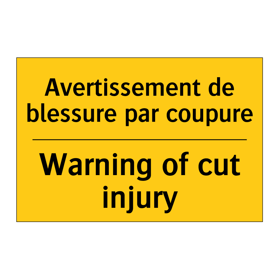 Avertissement de blessure par /.../ - Warning of cut injury
