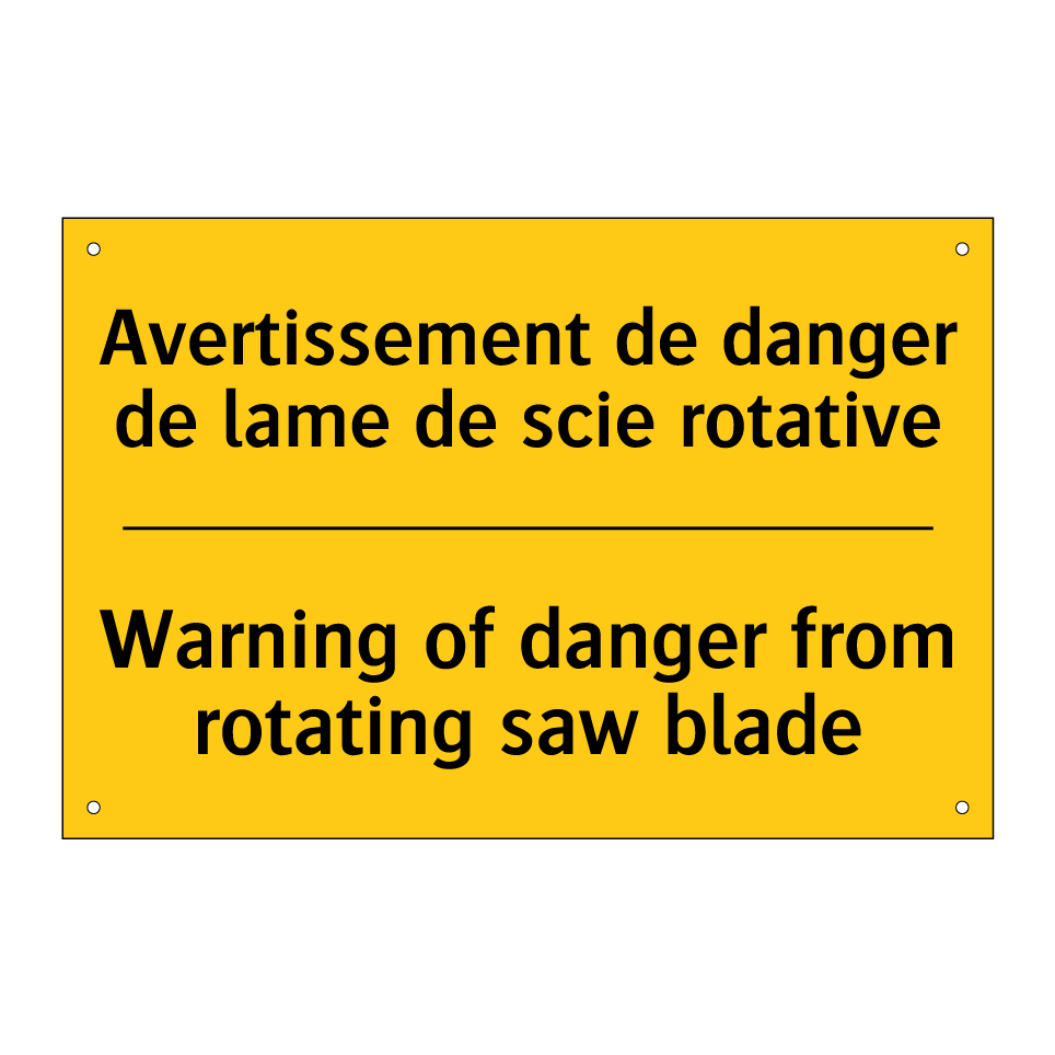 Avertissement de danger de lame /.../ - Warning of danger from rotating /.../