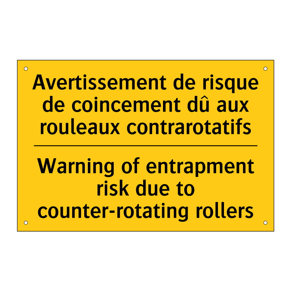 Avertissement de risque de coincement /.../ - Warning of entrapment risk due /.../
