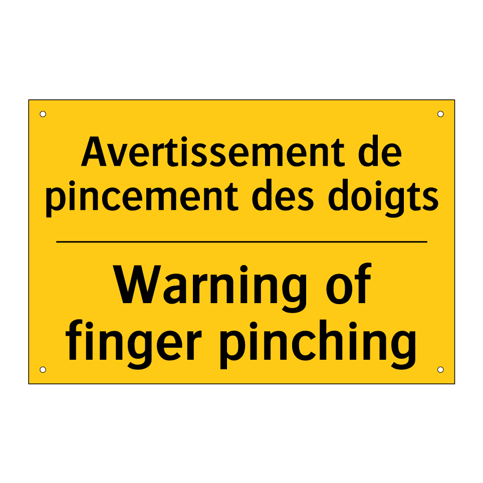 Avertissement de pincement des /.../ - Warning of finger pinching