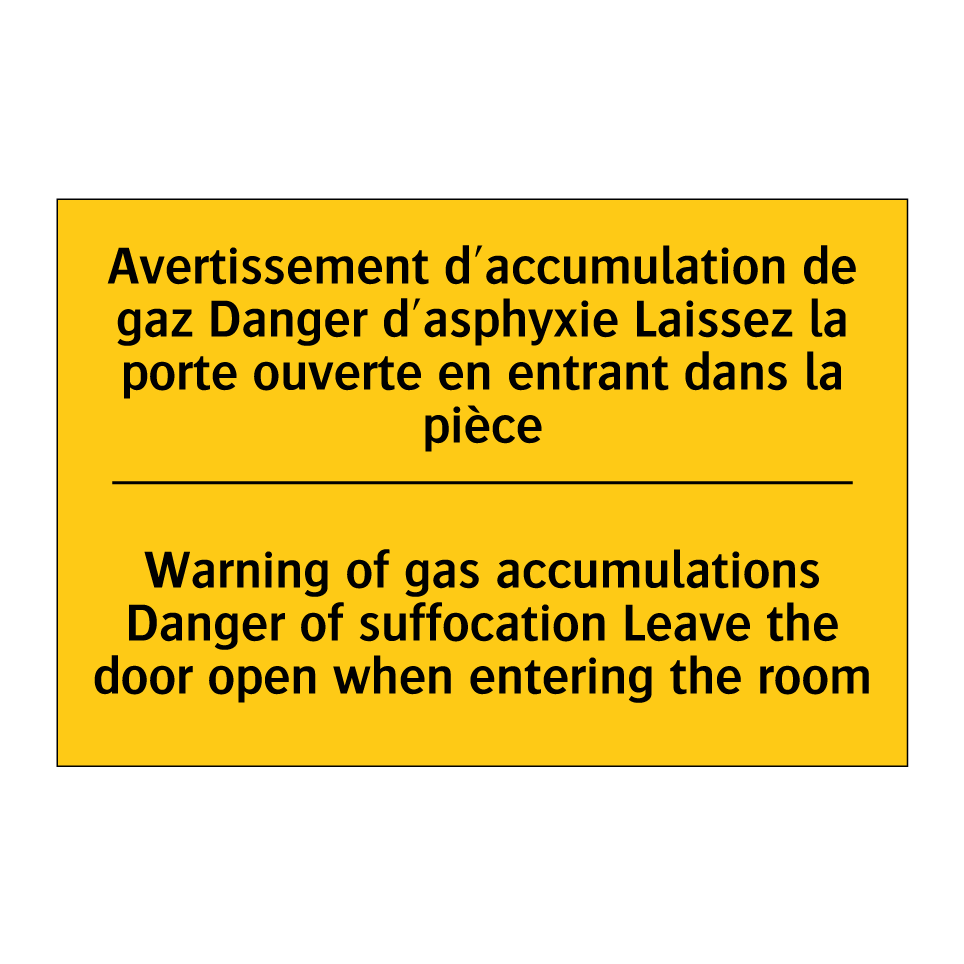 Avertissement d'accumulation de /.../ - Warning of gas accumulations Danger /.../