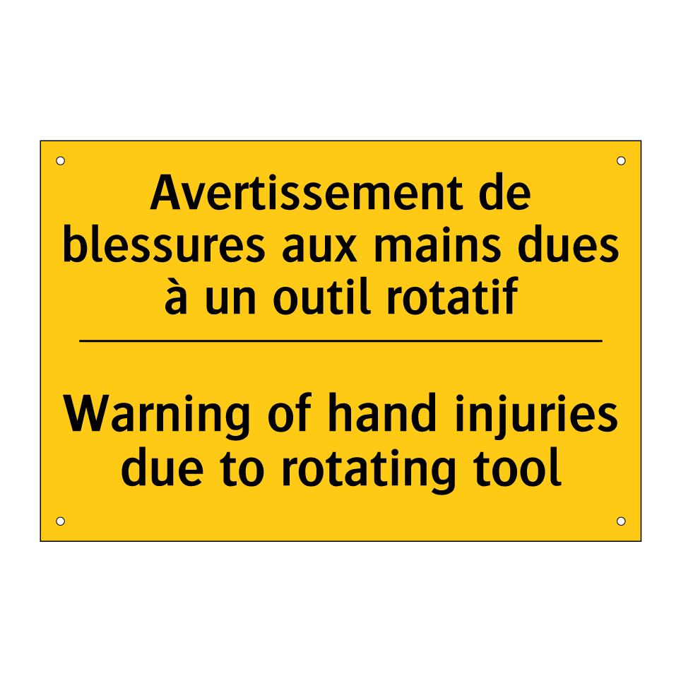 Avertissement de blessures aux /.../ - Warning of hand injuries due to /.../