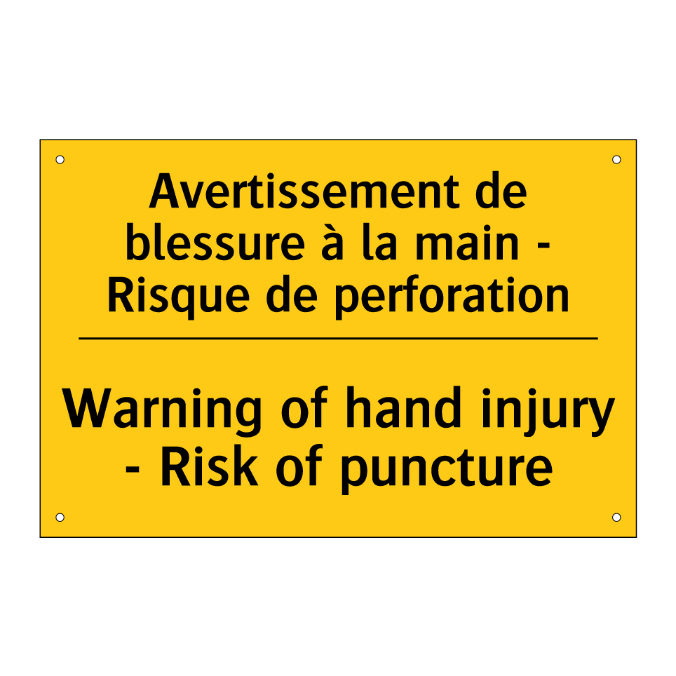 Avertissement de blessure à la /.../ - Warning of hand injury - Risk /.../