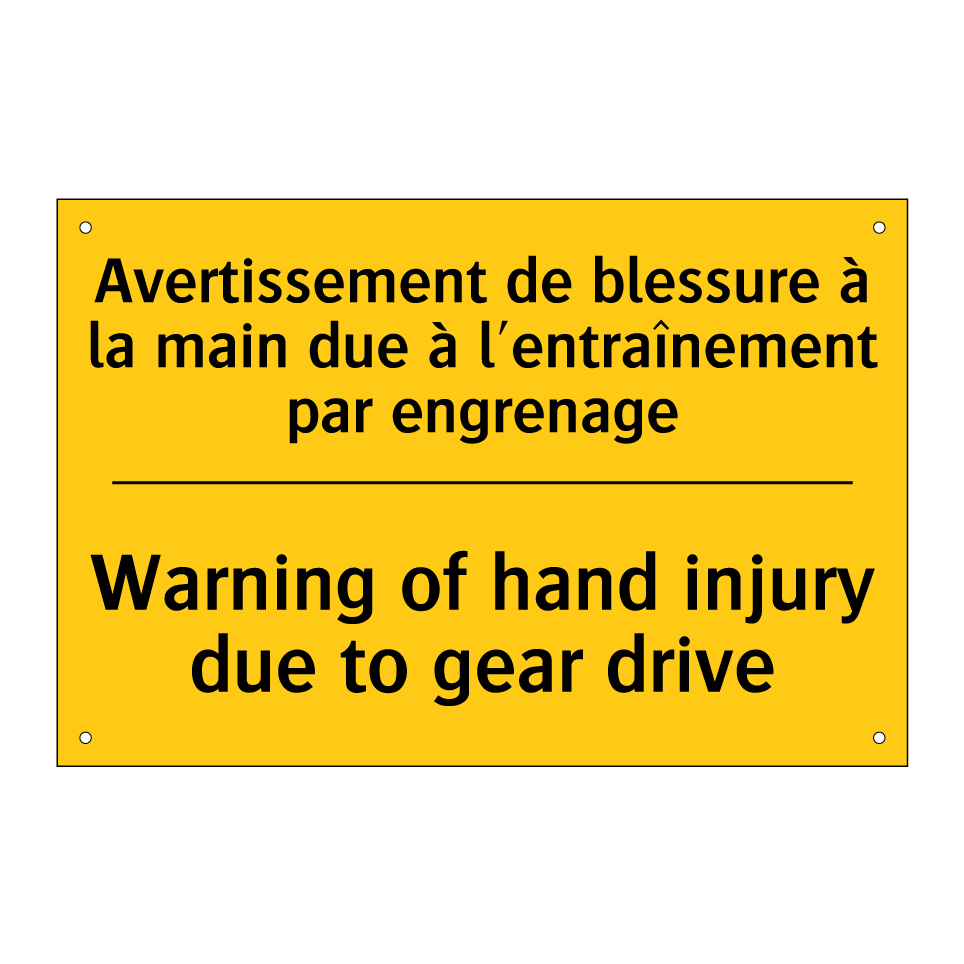 Avertissement de blessure à la /.../ - Warning of hand injury due to /.../