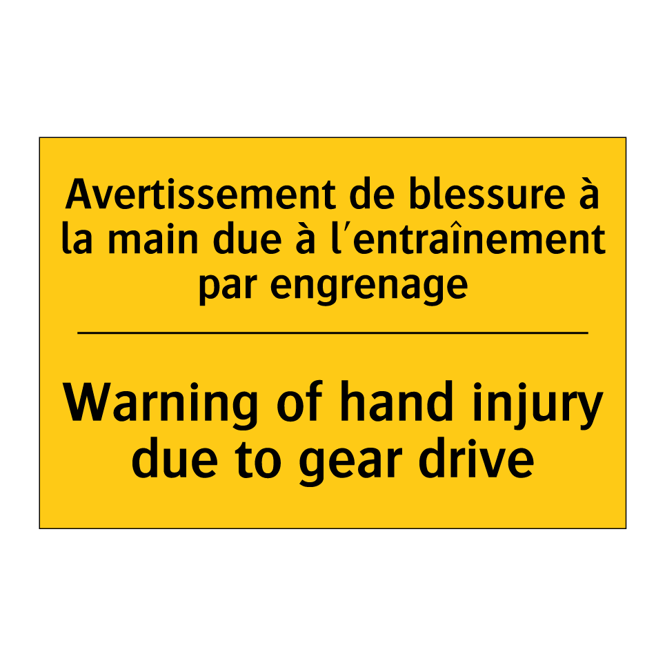 Avertissement de blessure à la /.../ - Warning of hand injury due to /.../