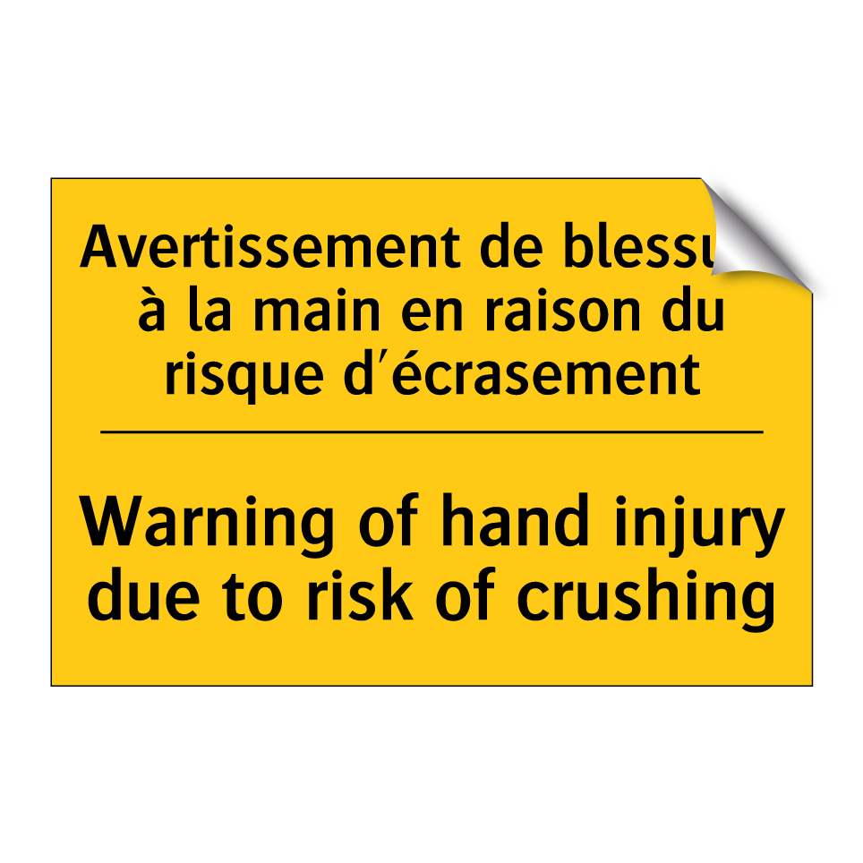 Avertissement de blessure à la /.../ - Warning of hand injury due to /.../