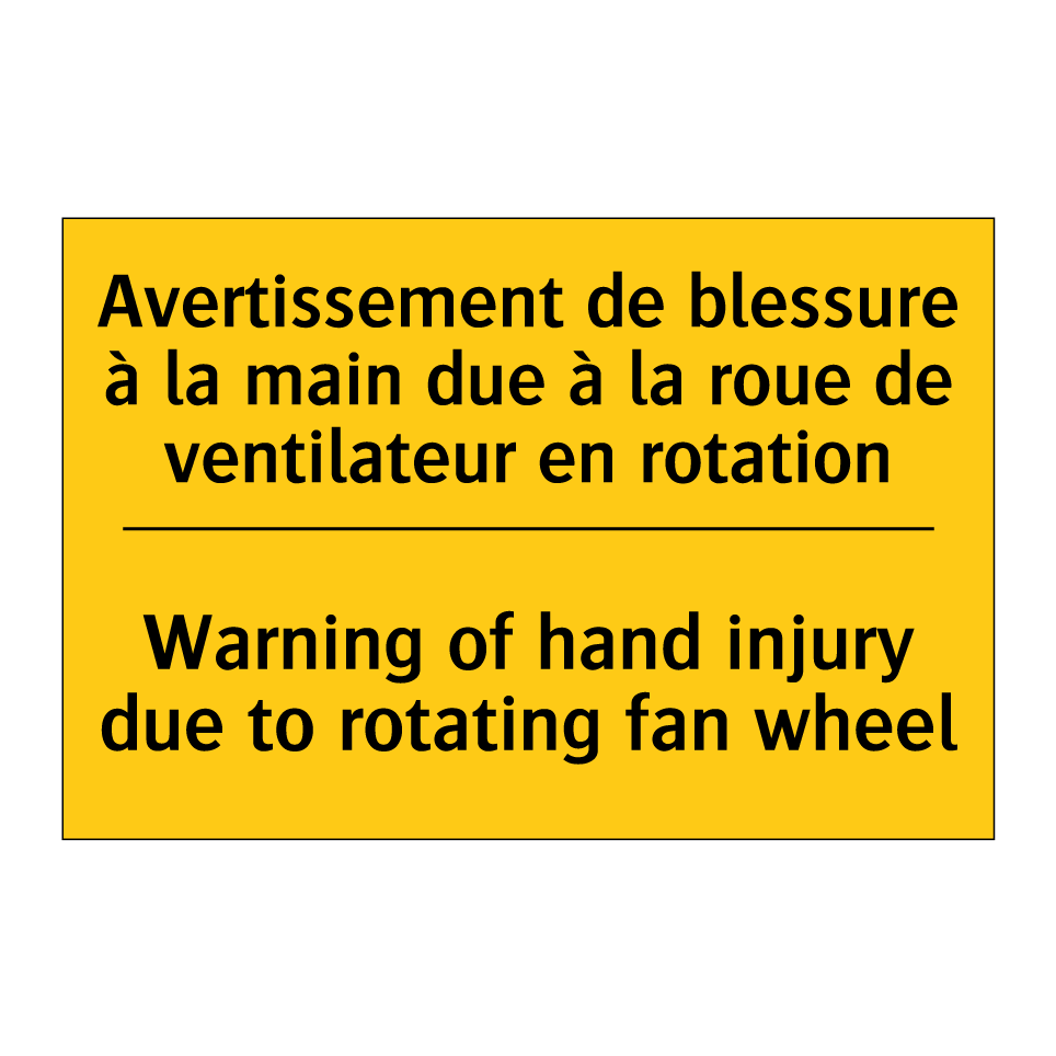 Avertissement de blessure à la /.../ - Warning of hand injury due to /.../