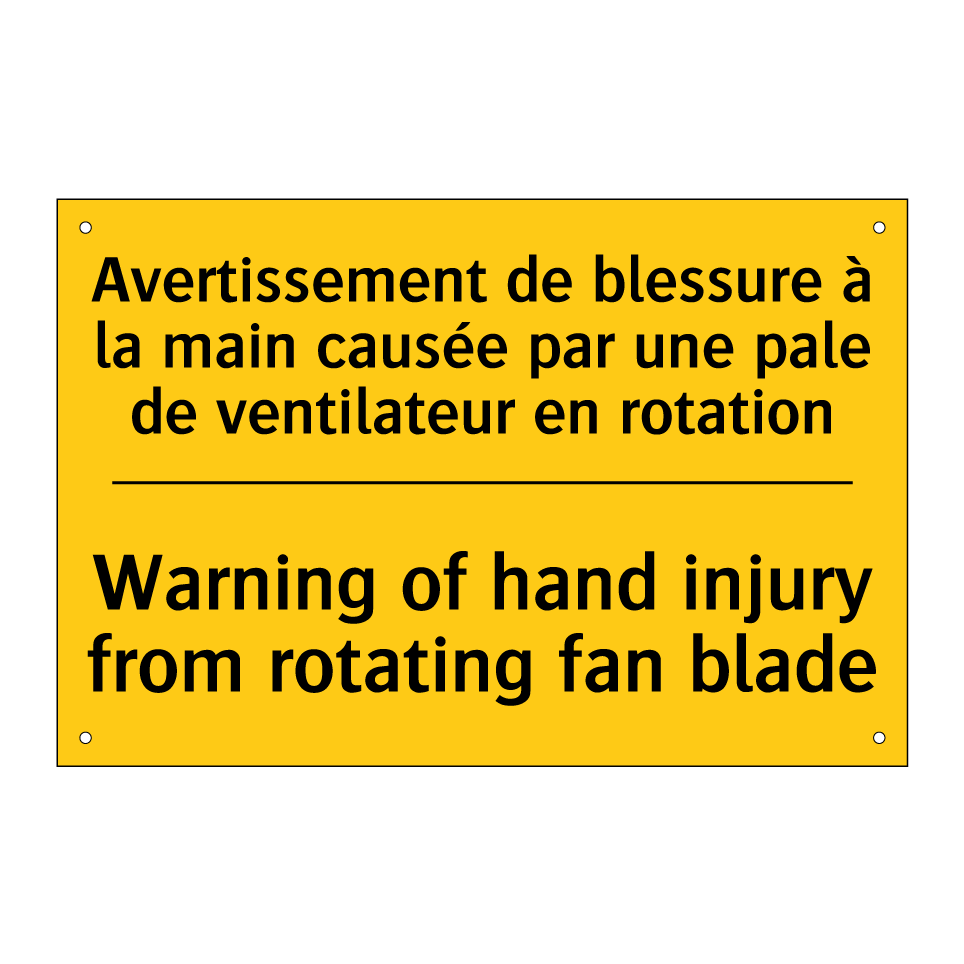 Avertissement de blessure à la /.../ - Warning of hand injury from rotating /.../