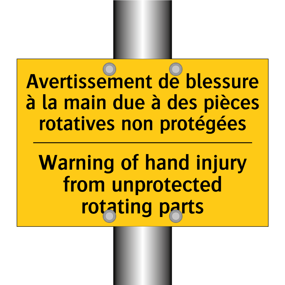 Avertissement de blessure à la /.../ - Warning of hand injury from unprotected /.../