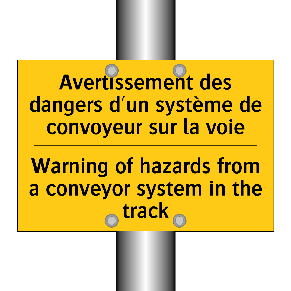 Avertissement des dangers d'un /.../ - Warning of hazards from a conveyor /.../
