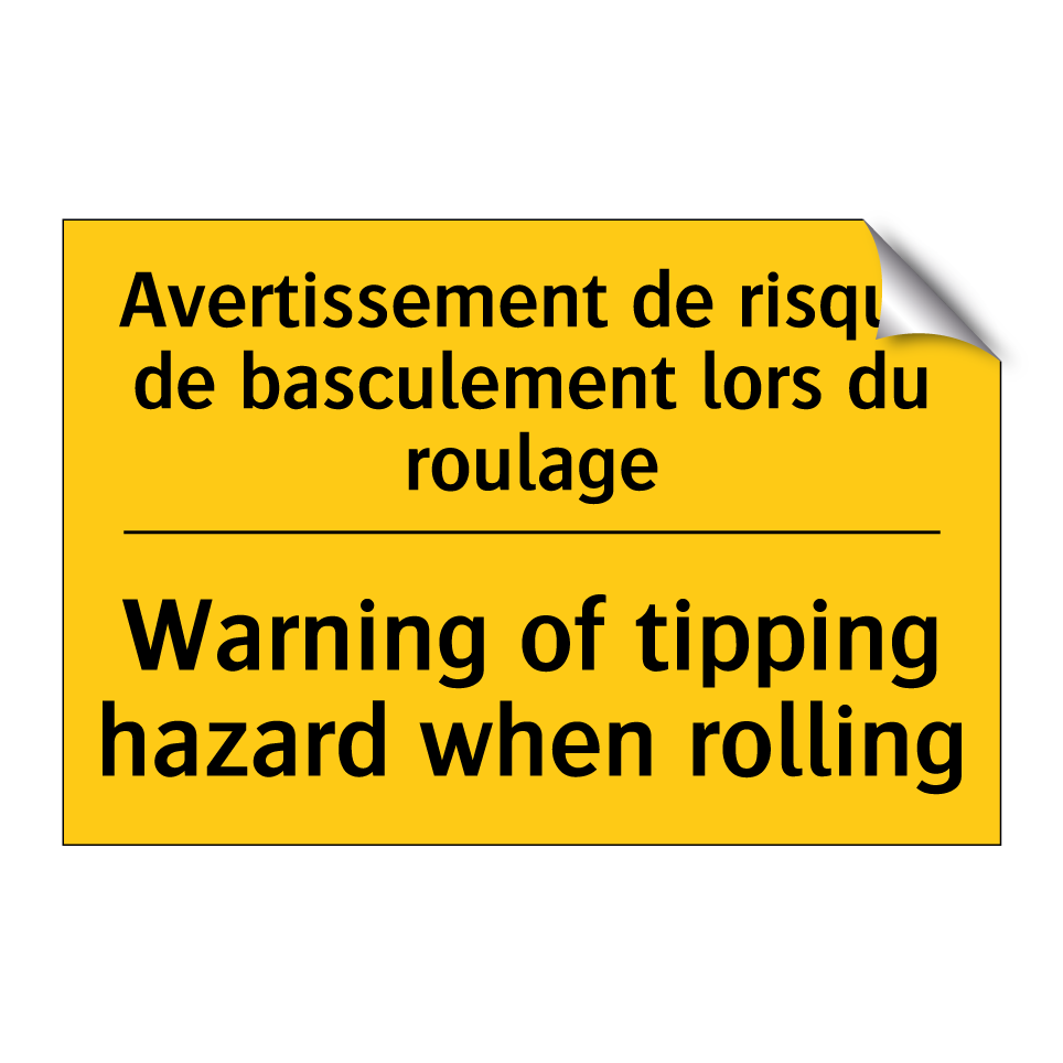 Avertissement de risque de basculement /.../ - Warning of tipping hazard when /.../