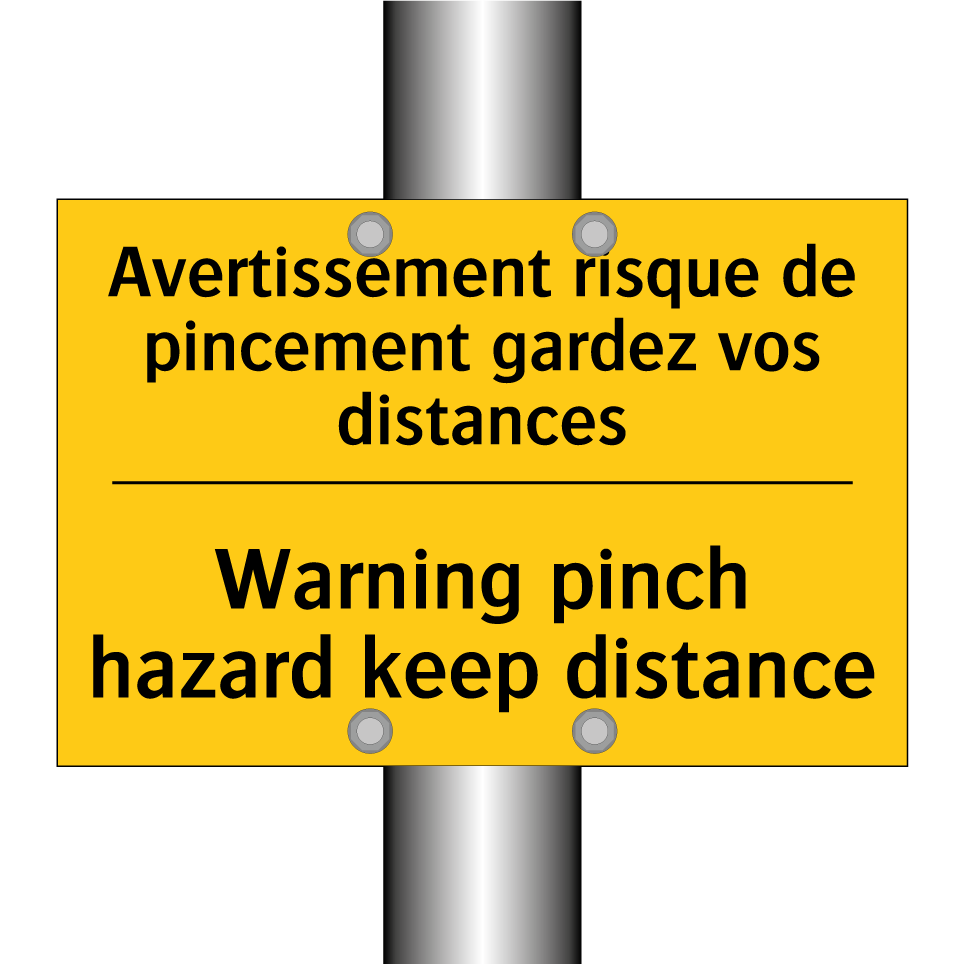 Avertissement risque de pincement /.../ - Warning pinch hazard keep distance /.../
