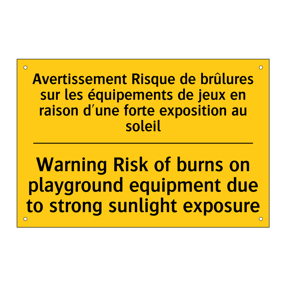 Avertissement Risque de brûlures /.../ - Warning Risk of burns on playground /.../