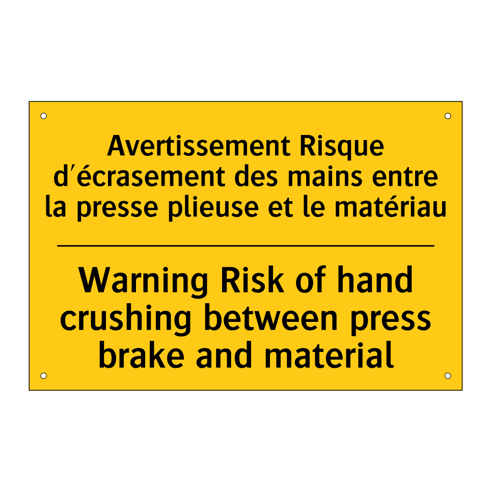 Avertissement Risque d'écrasement /.../ - Warning Risk of hand crushing /.../