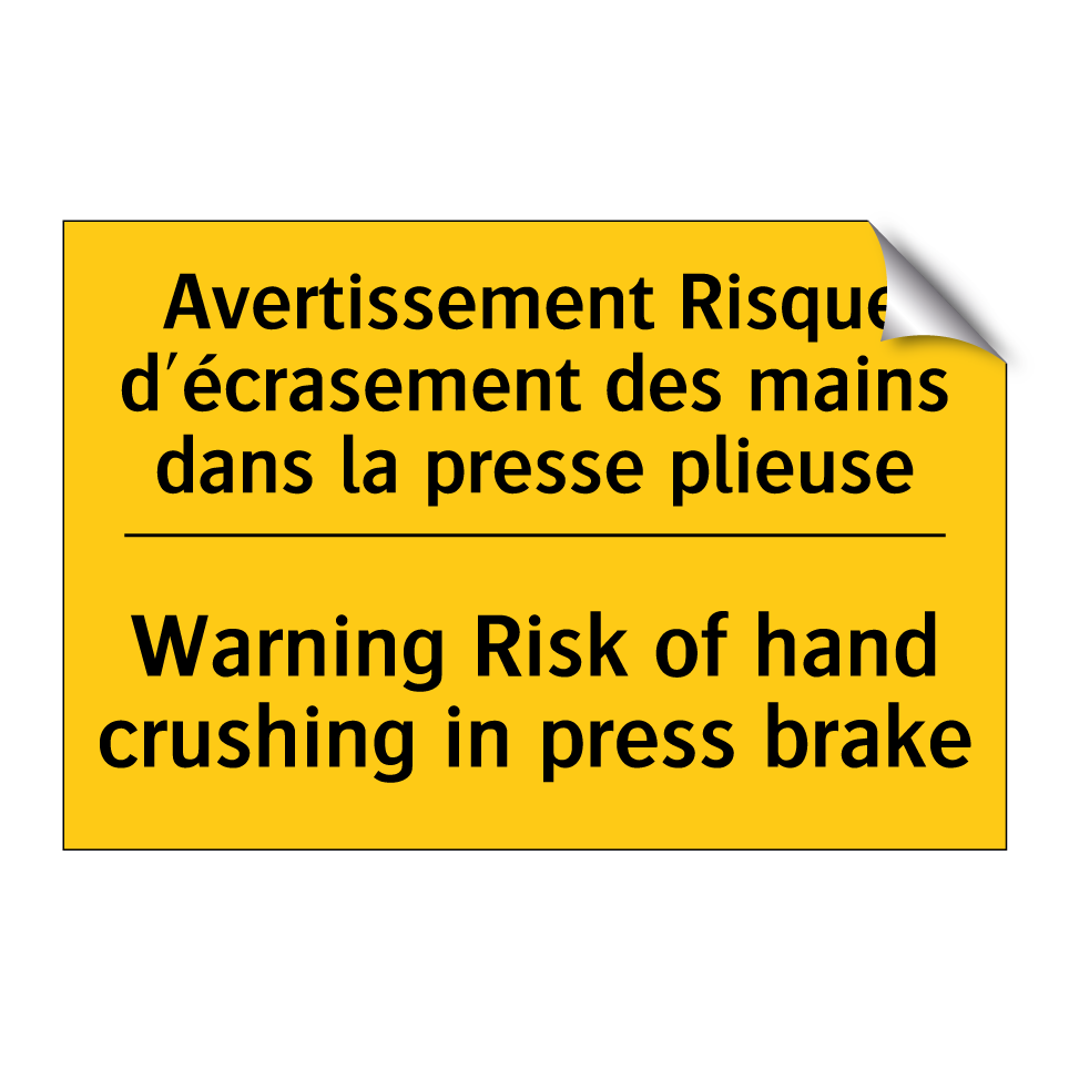 Avertissement Risque d'écrasement /.../ - Warning Risk of hand crushing /.../