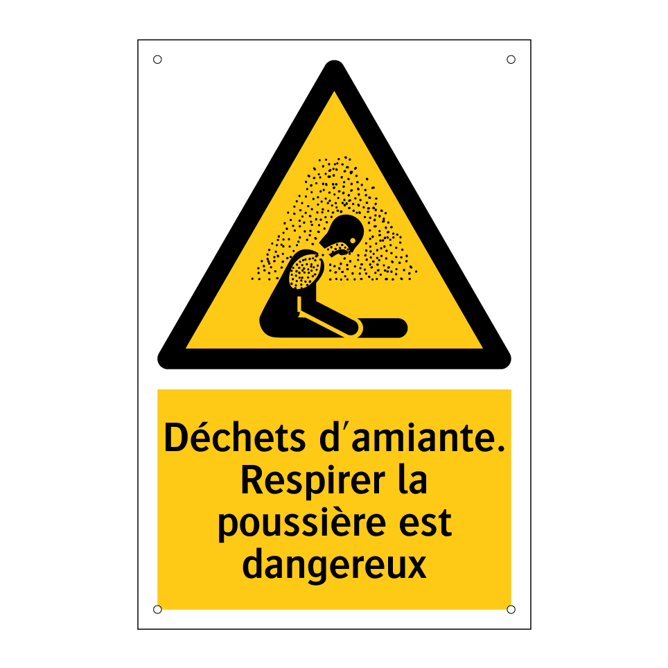 Déchets d'amiante. Respirer la poussière est dangereux