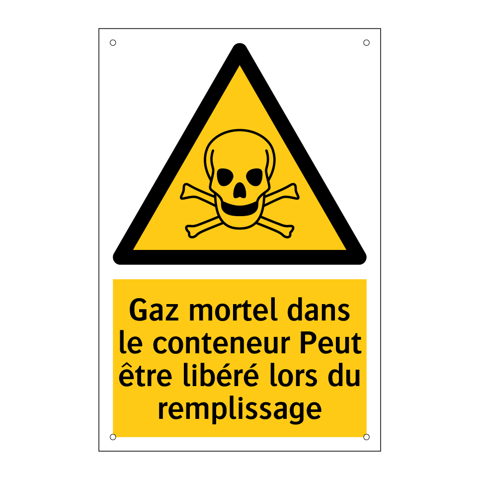 Gaz mortel dans le conteneur Peut être libéré lors du remplissage