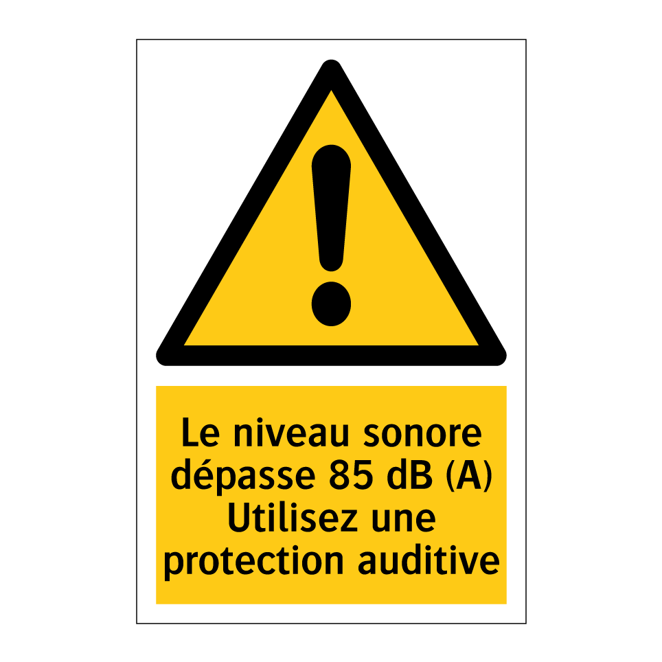 Le niveau sonore dépasse 85 dB (A) Utilisez une protection auditive