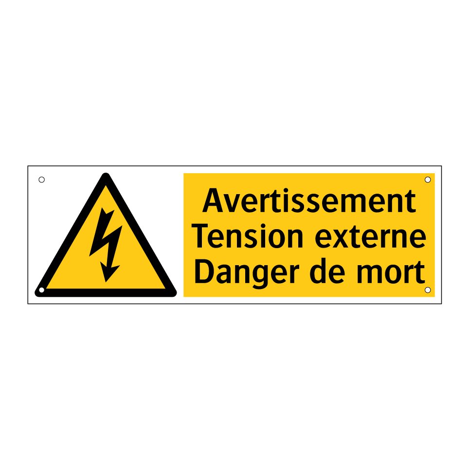 Avertissement Tension externe Danger de mort