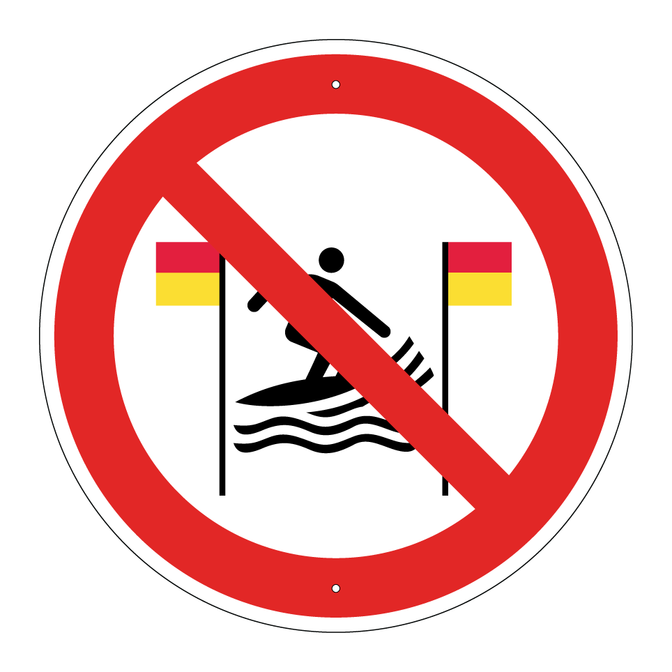 P064 Pas de surf entre les drapeaux rouge et jaune