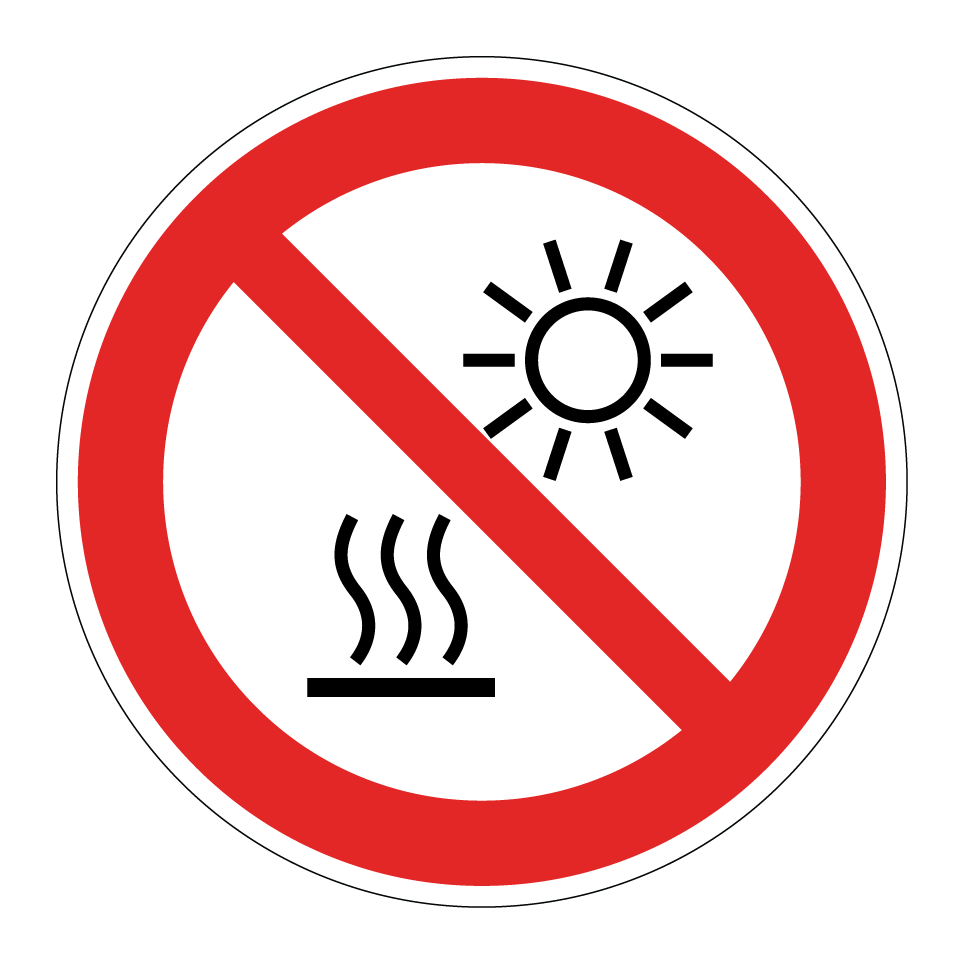 P068 Ne pas exposer à la lumière directe du soleil ou à une surface chaude