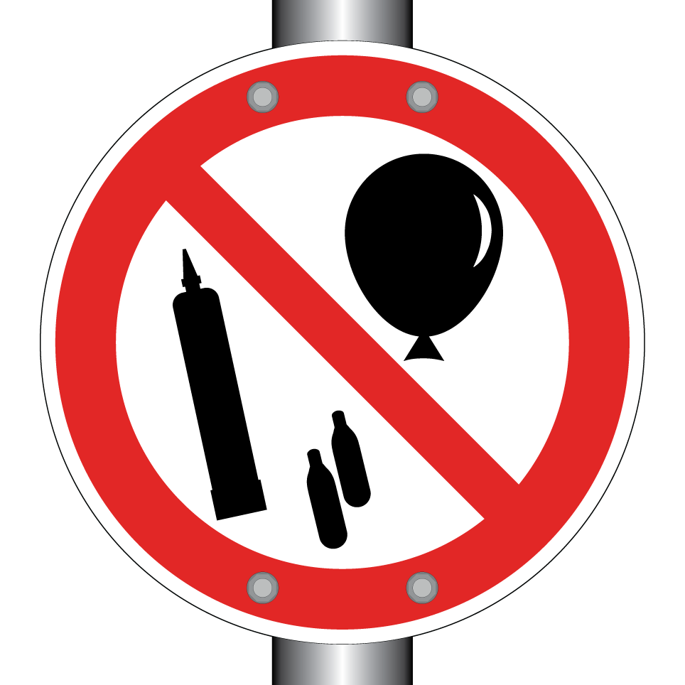Pas de ballons ni de bonbonnes de gaz