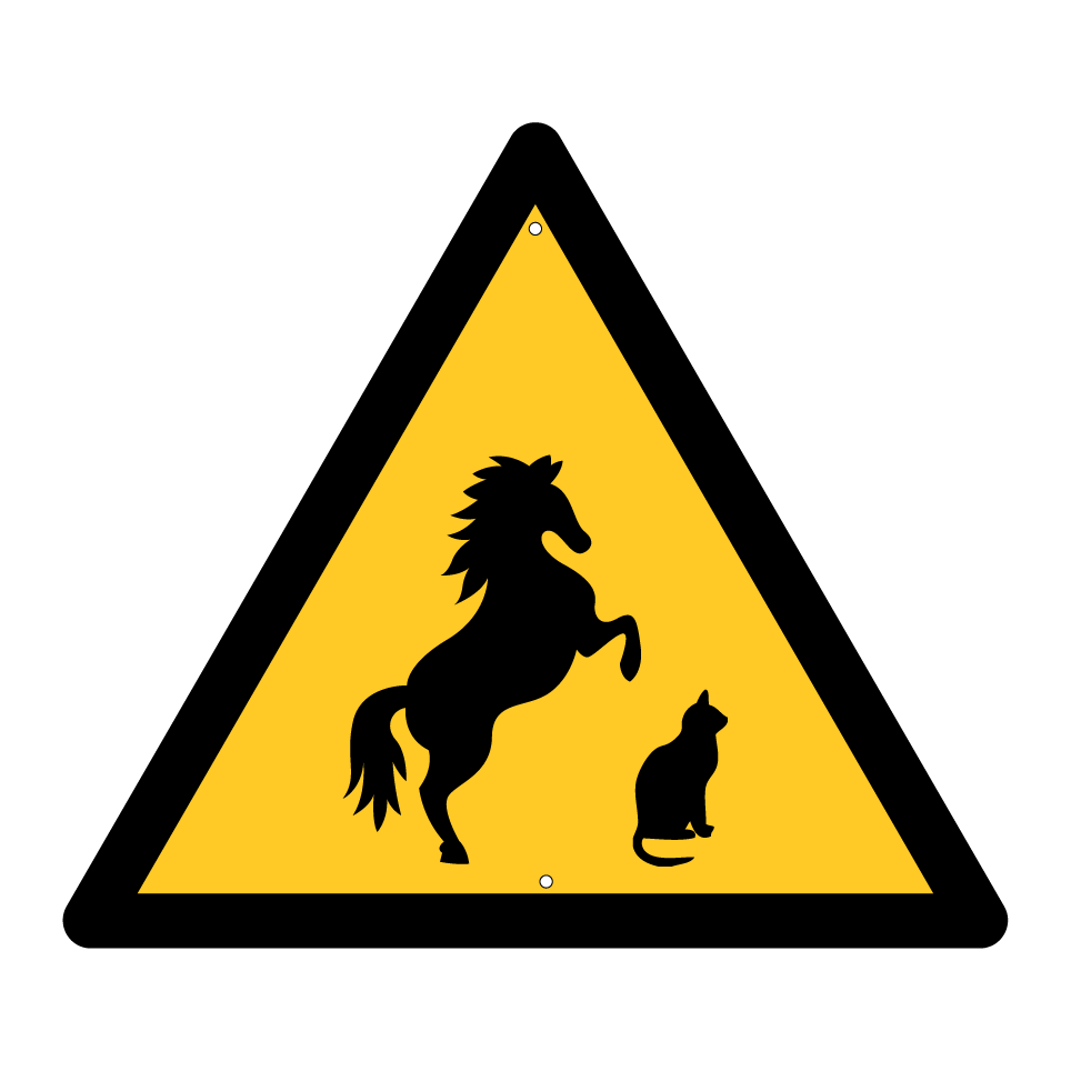 Animaux d’avertissement (cheval et chat)